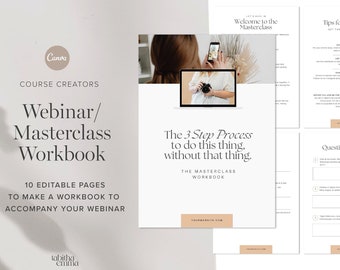 Editable Canva Webinar Workshop Workbook Template | Customisable worksheets for Course creator masterclass |