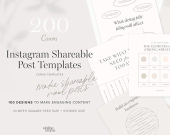 Instagram Shareable Canva Templates 200 Feed and Stories Graphics | Infographics, quotes, viral posts