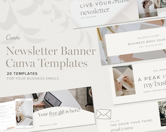Email Newsletter Header Banner| 20 Canva Templates | Business Coach, Freelancer or Creator