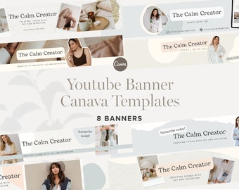 Youtube Banner Canva Template for Business and Coaches Channels | Aesthetic Youtube Banner