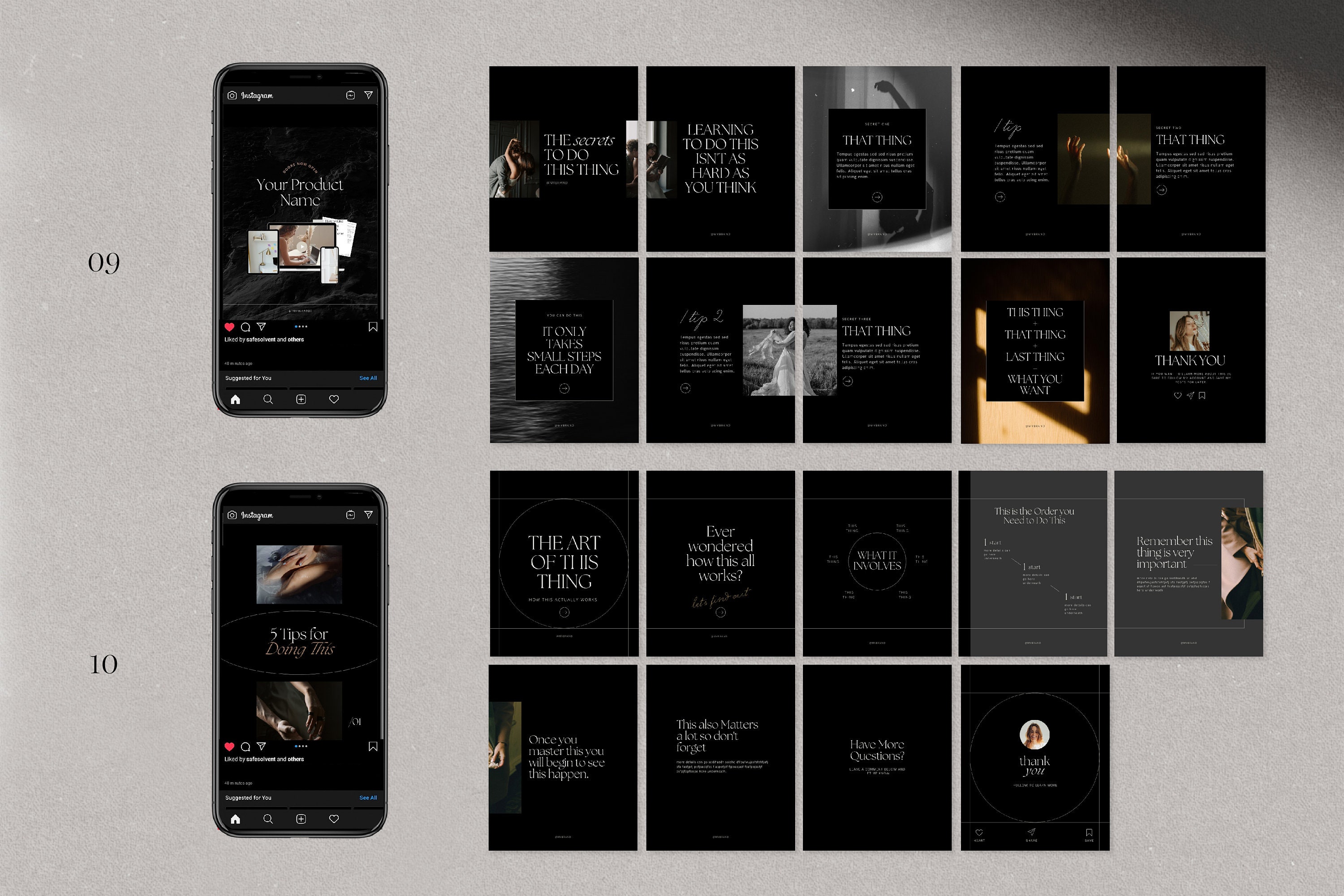 Instagram Carousel Dark Luxury Coach Templates for Canva | Educational ...