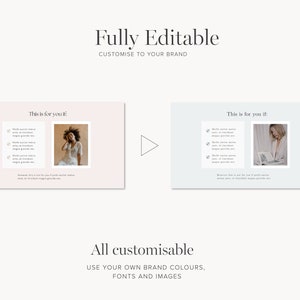 May include: Two slides with a pink and blue background. Each slide has a list of bullet points with text, a photo of a person, and the text "This is for you."