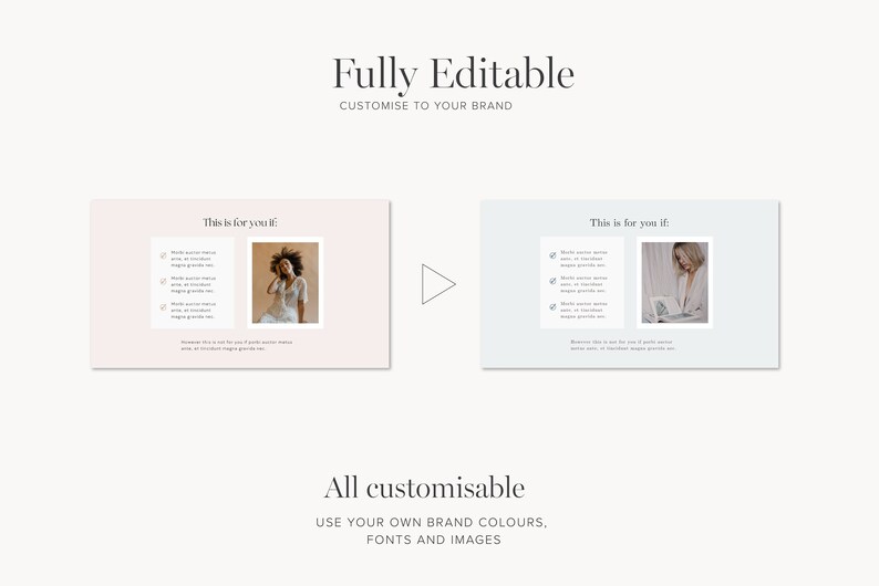May include: Two slides with a pink and blue background. Each slide has a list of bullet points with text, a photo of a person, and the text "This is for you."