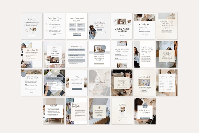 Course Launch Instagram Promotional Canva Templates 100 Feed and Stories Graphics Course Creator image 3
