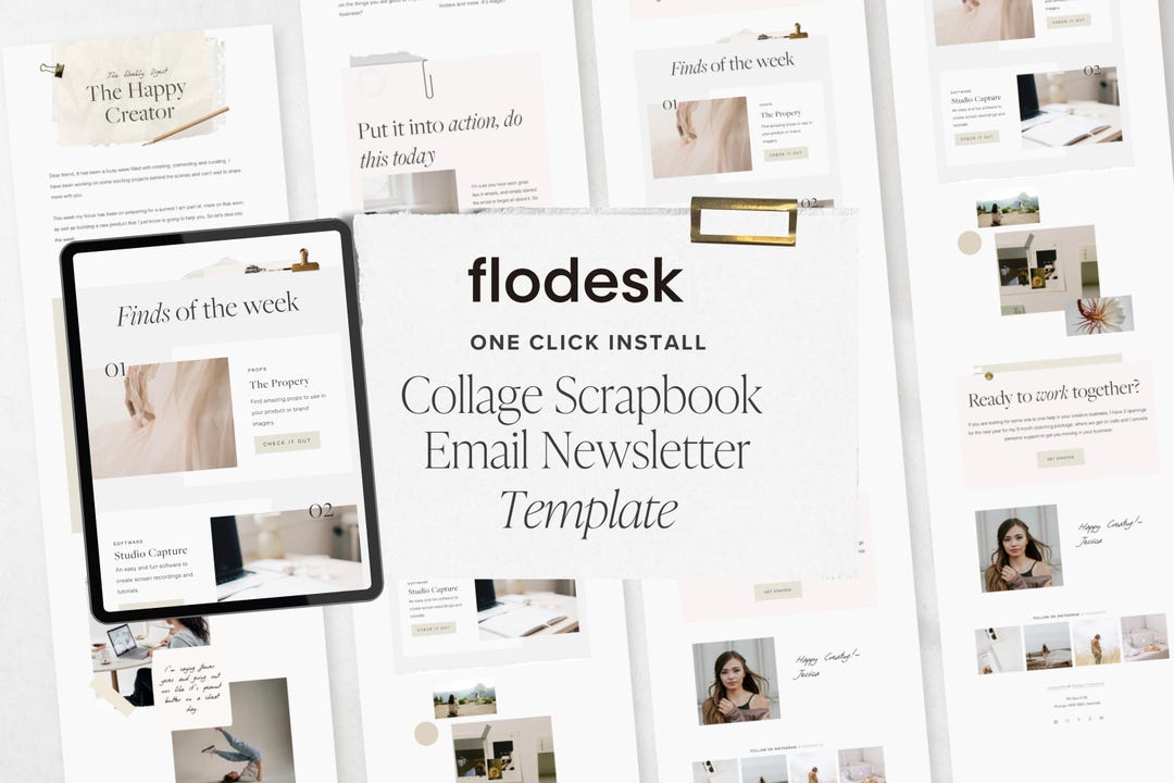 Newsletter Design Using Flodesk Flodesk Email Marketing Newsletter Template Collage Scrapbook Style ...