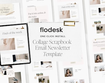 Flodesk Email Marketing Newsletter Template Collage Scrapbook Style | Weekly News Email for Small Business, Coach, Blogger