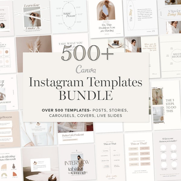 Instagram Canva Templates Bundle | Posts, stories, covers, highlights, reels and live stream templates