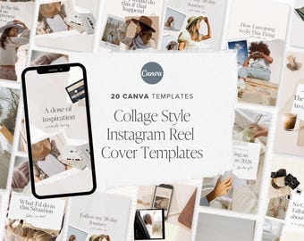 Aesthetic Collage Scrapbook Style Instagram Reel Cover Templates for Canva | Reels Cover Template, Instagram Canva, Instagram content