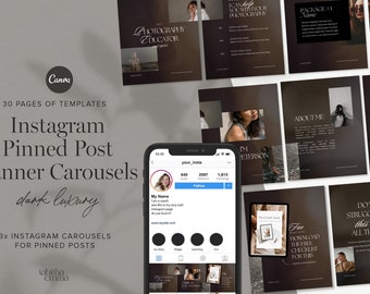 Instagram Pinned Post Banner Dark Mode Carousels Canva Template Seamless Promotional IG Carousels