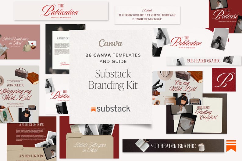 Substack Branding Kit Canva Templates - Editorial Newsletter Graphics ...