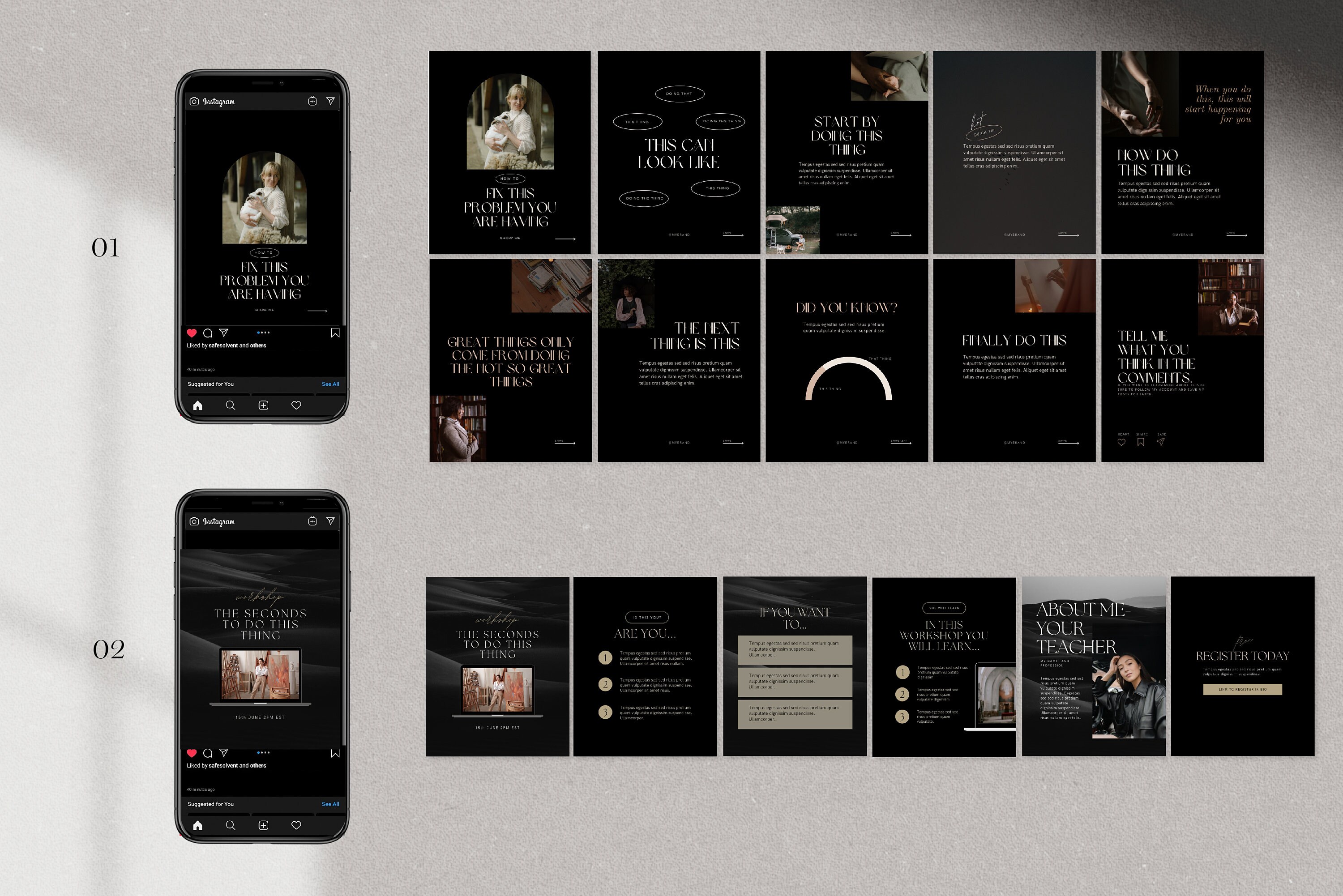 Instagram Carousel Dark Luxury Coach Templates for Canva | Educational ...