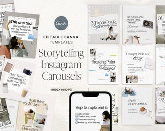 Instagram Carousel Templates for Small Business Canva Story Telling Social Media Posts collage scrapbook style