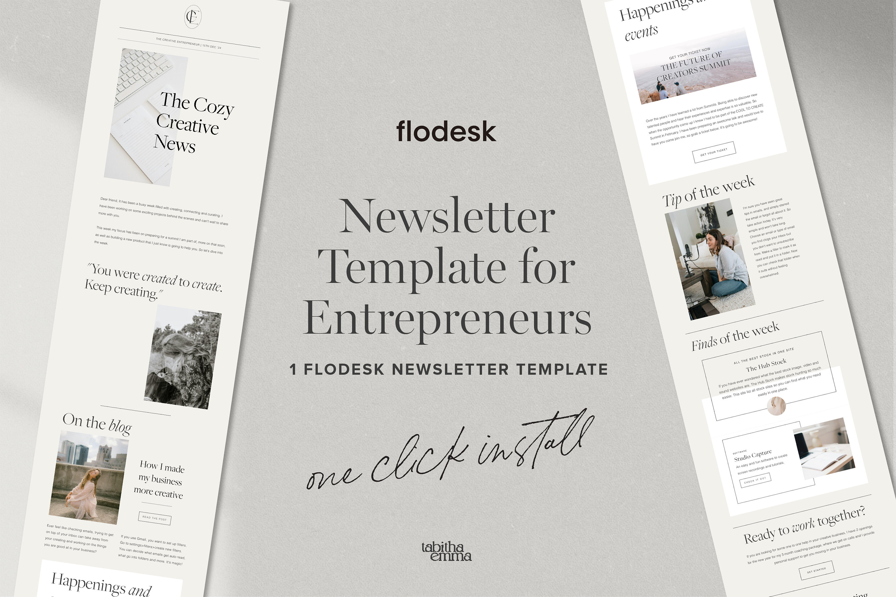 Flodesk Email Newsletter Template | Weekly News Email Marketing for Small Business, Coach, Blogger