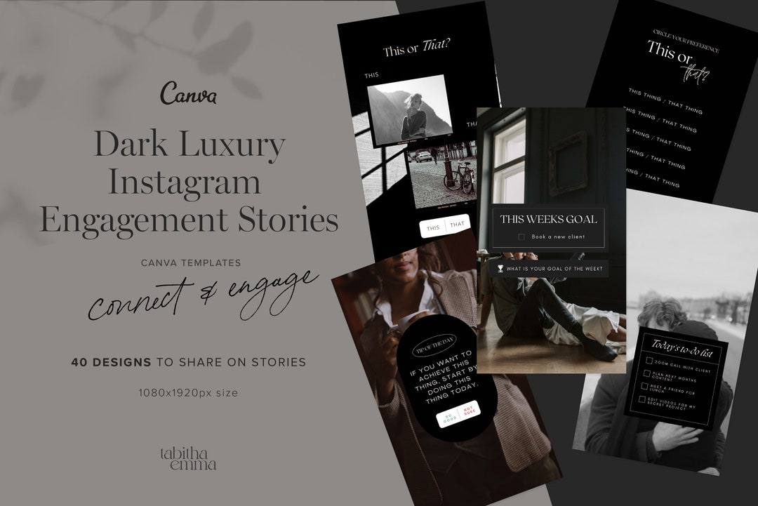 Instagram Stories Dark Mode Luxury Engagement Boost Canva Templates 40 ...