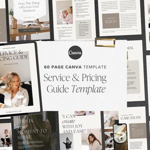 Service and Pricing Guide Canva template for coaches and freelancers | Editable 60 Pages