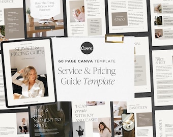 Service and Pricing Guide Canva template for coaches and freelancers | Editable 60 Pages