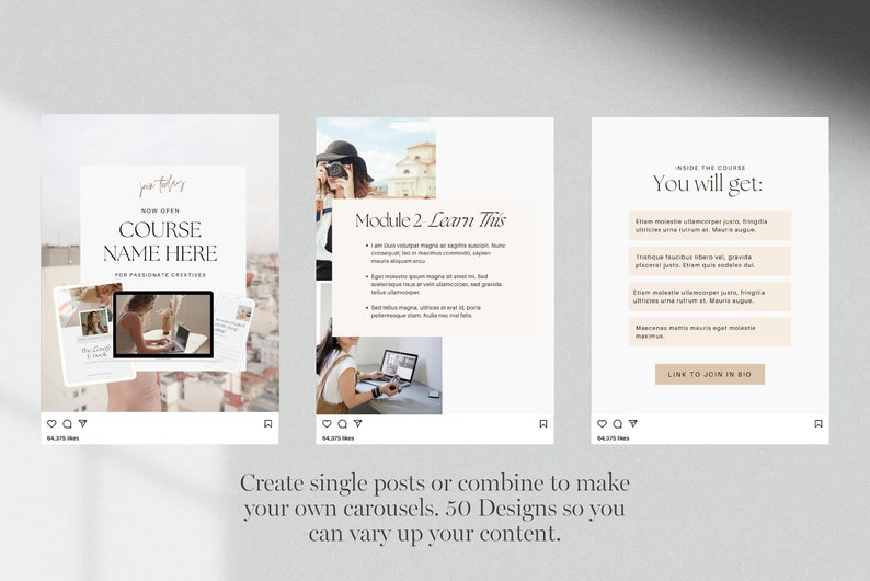 Course Launch Instagram Promotional Canva Templates 100 Feed and Stories Graphics Course Creator image 8