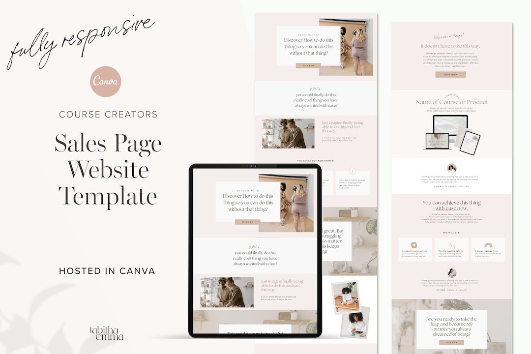 Course Sales Page Template Canva Website | Editable Website Landing ...