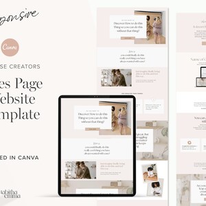 Course Sales Page Template Canva Website | Editable Website Landing Page Template for Canva | Launch Course Creator Templates