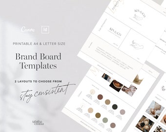 Brand Boards - Style Tiles Templates | Editable Brand Board Templates, Mood Board Canva Templates, Small Business Branding, Style Boards