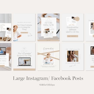 May include: A collection of eight social media posts with a beige background and text that includes "Download the Ultimate Guide to do this", "The 5 Step Formula to Growing this Thing", "Do This Thing Now", "Learn How I Make $6", "The 5 Essential Steps to Do This", "Learn How to Do This One Thing", "The 4 Step Process to Go From This to That", and "How to Get This Result Without Doing This".