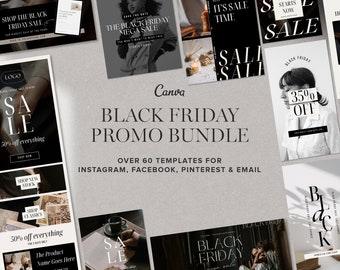 Black Friday Social Media Templates für Canva | Social Media Bundle | Weihnachtsverkaufsmarketing | Pinterest, Instagram, Facebook