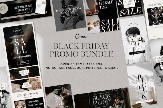 Black Friday Promotional Social Media Templates for Canva | social media bundle | holiday sales marketing | Pinterest, instagram, facebook