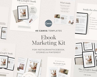 Ebook Marketing Instagram and Pinterest Promotion Graphics Canva Templates