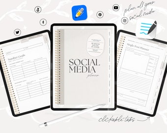 Social Media Digital Planner für Geschäftsinhaber | Businessmarketing | Social Goal Planner Small Business Goodnotes Notizenregal und Notability