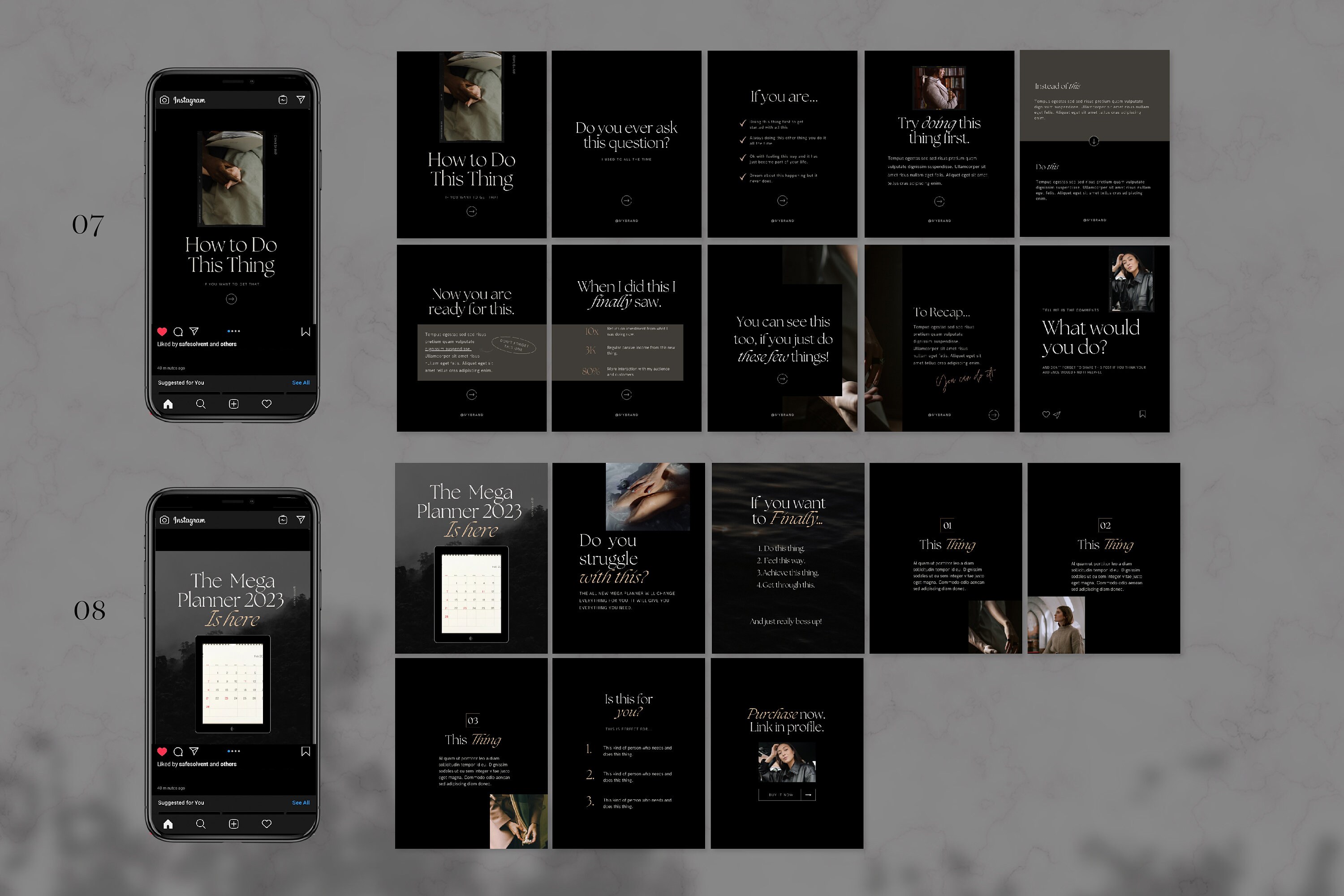 Instagram Carousel Dark Luxury Coach Templates for Canva | Educational ...