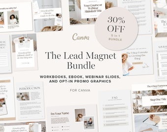 Lead Magnet Bundle Templates | Opt in ebook, workbook, webinar and promotion Canva Templates