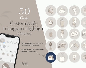 Instagram Story Highlight Covers Customisable Icon Set for Creative Business Unique Illustrations