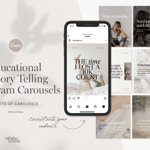 Instagram Carousel Small Business Templates for Canva Educational and Story Telling Social Media Posts image 1