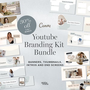 Youtube Branding Bundle Canva Templates | Thumbnails, End Screen, Intro Animation and Banners