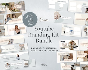 Youtube Branding Bundle Canva Templates | Thumbnails, End Screen, Intro Animation and Banners