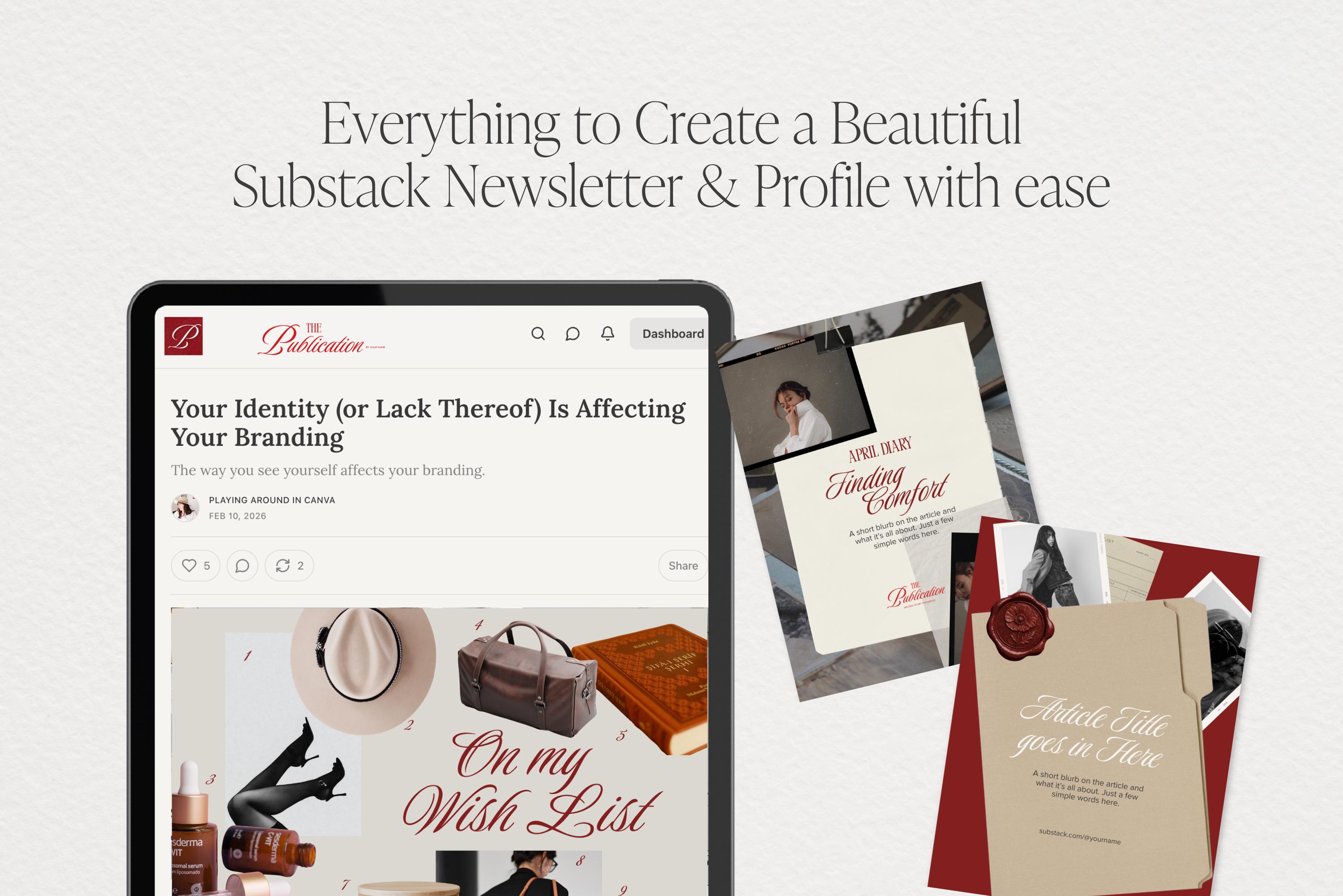 Substack Branding Kit Canva Templates - Editorial Newsletter Graphics ...
