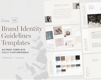 Markenidentität Stilrichtlinien Canva InDesign Template | Brand Identität Design Guide | Markenrichtung, Strategie, Elements small business