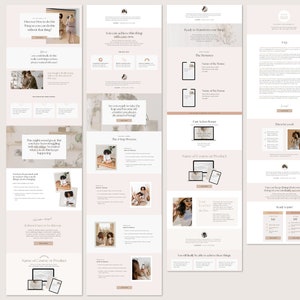 May include: A long sales page with multiple sections, featuring a pink and white color scheme. The page includes text, images, and a call to action button. The page is designed to be visually appealing and informative, and it is likely used to promote a product or service.