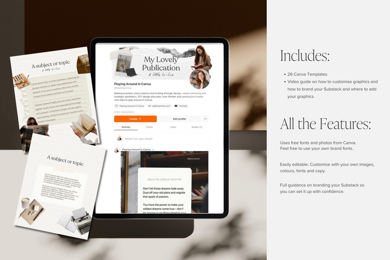 Substack Article Graphics Examples Substack Branding Kit Canva Templates - Scrapbook Style Newsletter ...