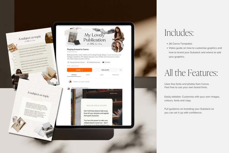 Substack Branding Kit Canva Templates - Scrapbook Style Newsletter ...