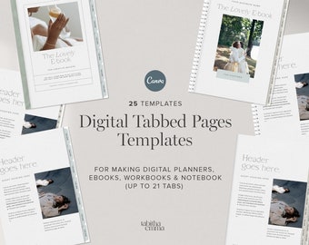 Editable Digital Hyperlink Tab Document Canva Template | Kit for Creating clickable tab digital planners, workbooks, ebooks and notebooks