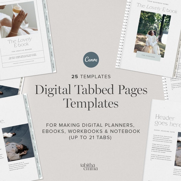Editable Digital Hyperlink Tab Document Canva Template | Kit for Creating clickable tab digital planners, workbooks, ebooks and notebooks