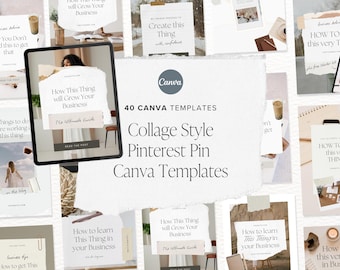 Collage Pinterest Pin Templates: Canva Design (Digital Download)