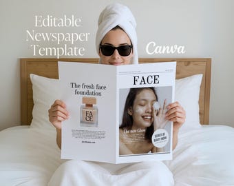 Canva Business Brand Color Newspaper Template, Editable Product Announcement, Custom Newspaper For Branding Photoshoot
