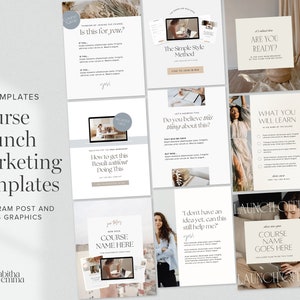 Course Launch Instagram Promotional Canva Templates 100 Feed and Stories Graphics Course Creator image 1