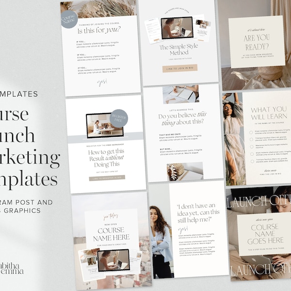 Course Launch Instagram Promotional Canva Templates 100 Feed and Stories Graphics | Course Creator