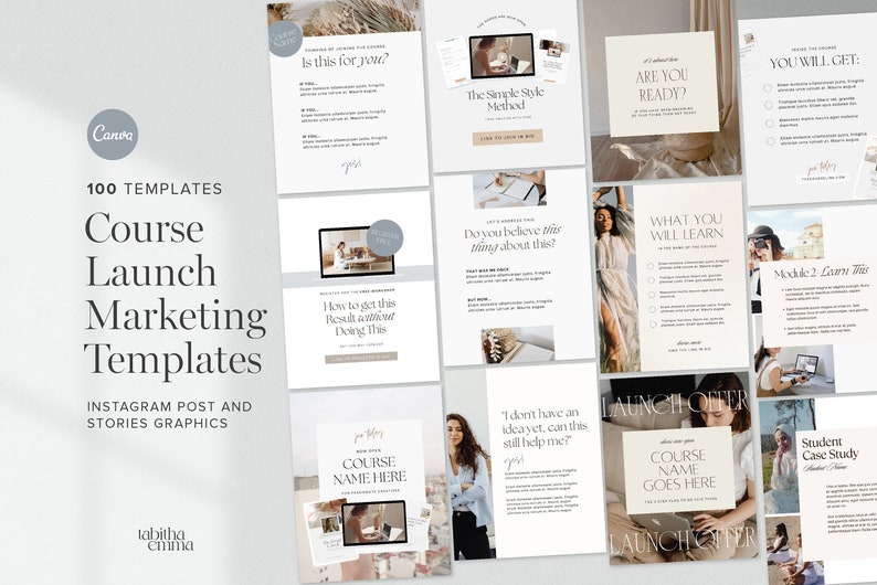 Course Launch Instagram Promotional Canva Templates 100 Feed and Stories Graphics Course Creator image 1