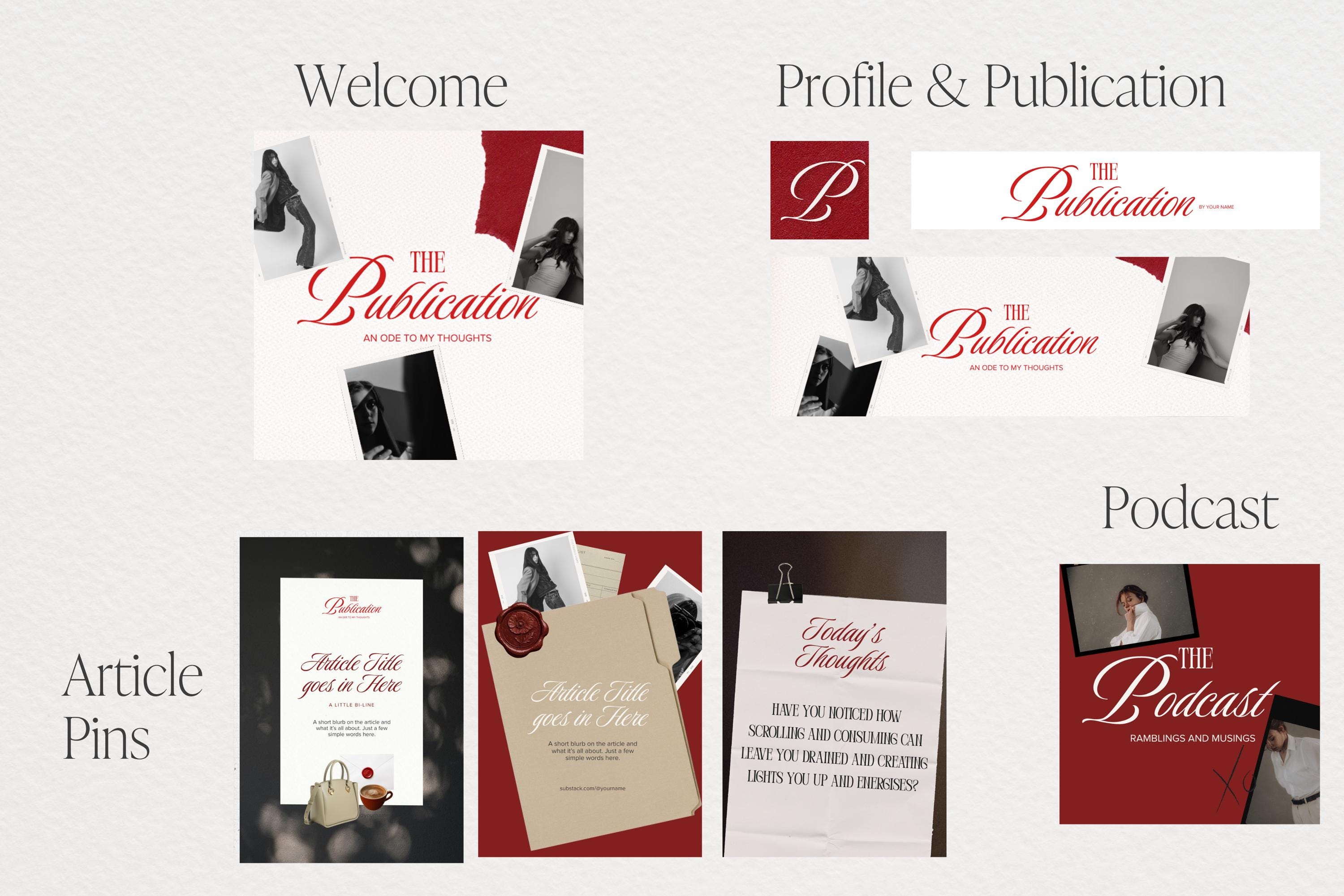 Substack Article Graphics Examples Substack Branding Kit Canva Templates - Editorial Newsletter Graphics ...