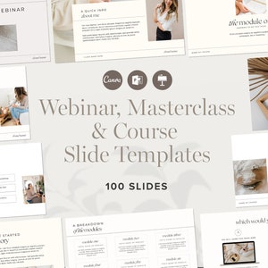 Webinar, Masterclass and Course Presentation Slide Deck | 100 Slides Canva Keynote Powerpoint, online course, coach workshop, course creator