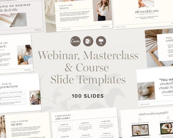 Webinar, Masterclass and Course Presentation Slide Deck | 100 Slides Canva Keynote Powerpoint, online course, coach workshop, course creator